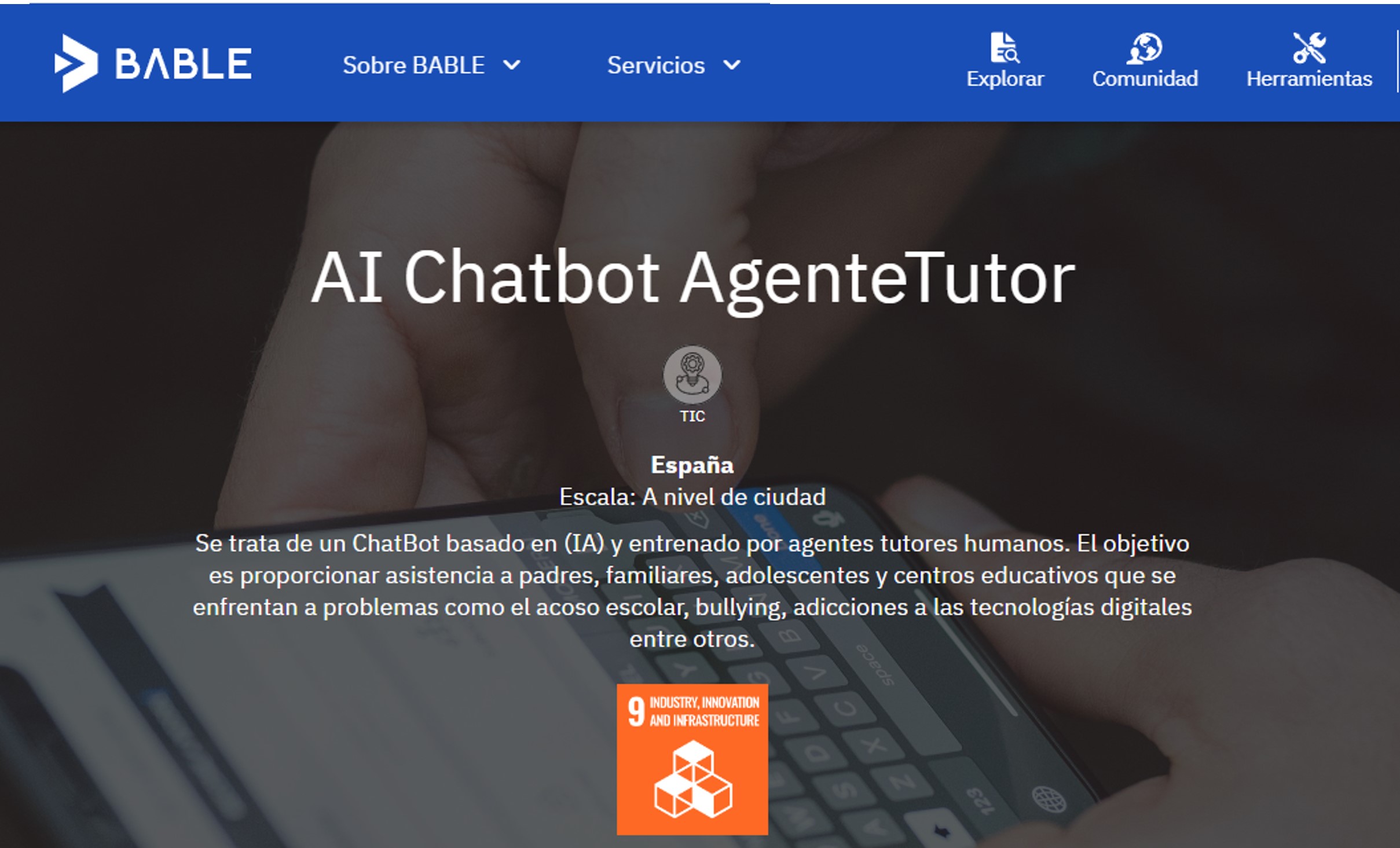 Chatbot Agente Tutor presente en BABLE 
